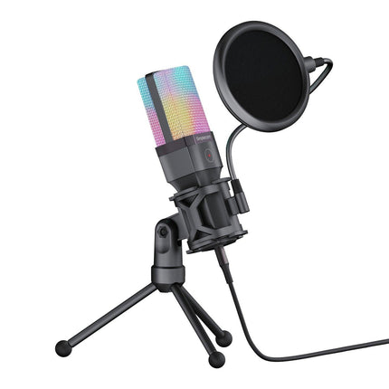 Simplecom UM650 USB Cardioid Condenser Microphone Gaming RGB Lights with Tripod & Pop Filter.