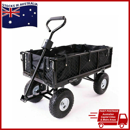 Garden Dump Rolling Mesh Cart with Heavy Duty Steel Frame,10 Inch Pneumatic Tires Maximum Load Capacity of 300 Kg (Black).