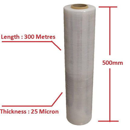 Moofer Premium Pallet Stretch Wrap 500mm x 300m x 25um Clear (4 Packs).