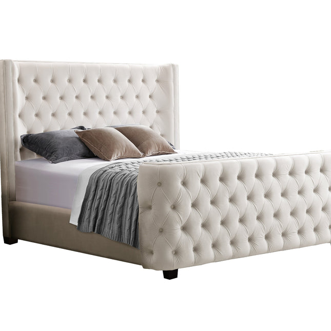 Milan Cream Velvet Tufted  Headboard and End board Bed Frame - King.