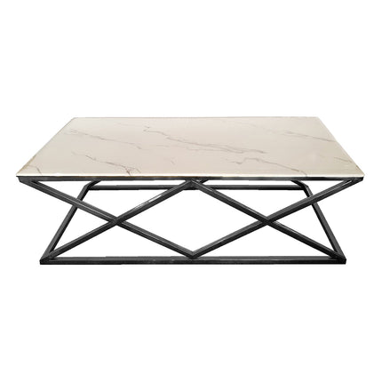 Alsea Coffee Table Black Base - White Marble.