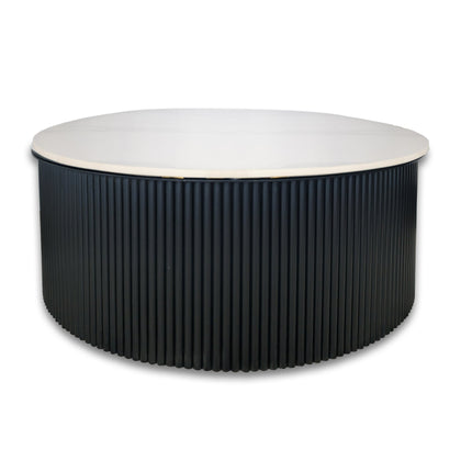 Ripple Black Coffee Table - White Marble.