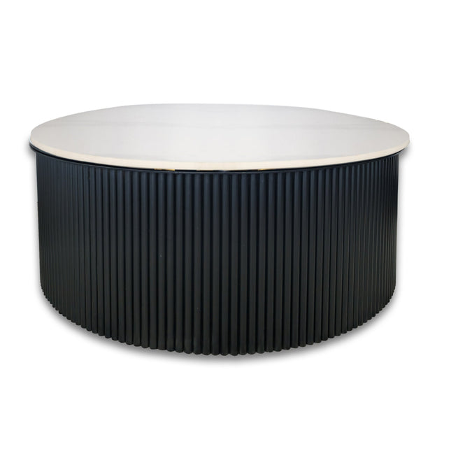 Ripple Black Coffee Table - White Marble.