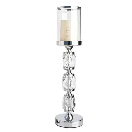 Abode Crystal Candle Holder – Silver - Large.