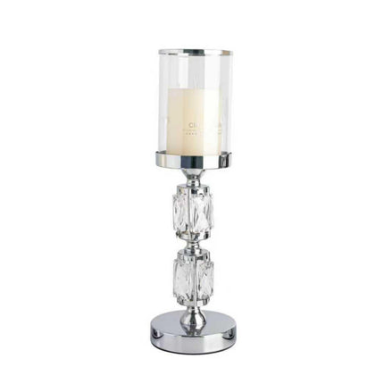 Abode Crystal Candle Holder – Silver - Medium.