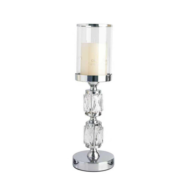 Abode Crystal Candle Holder – Silver - Medium.