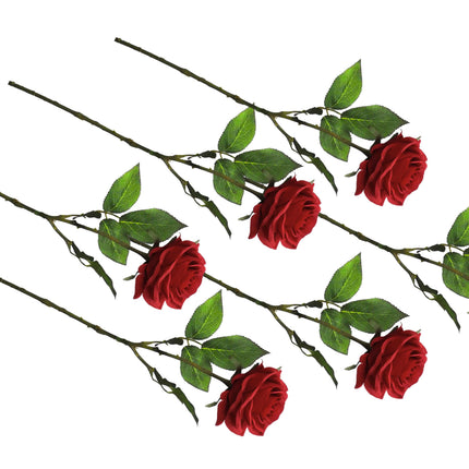 Artificial Single Stem Rose 64cm - Red- Set of 6 Stems.