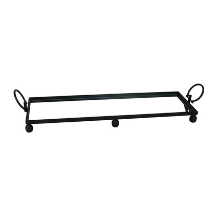 Eliza Mirror Tray with Handles - Large - Black.