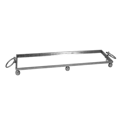 Eliza Mirror Tray with Handles - Large - Silver.