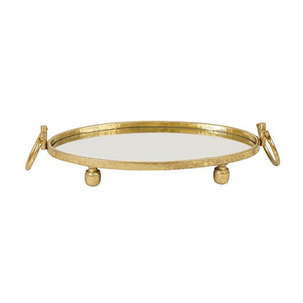 Eliza Mirror Tray with Handles - Oval - Gold.