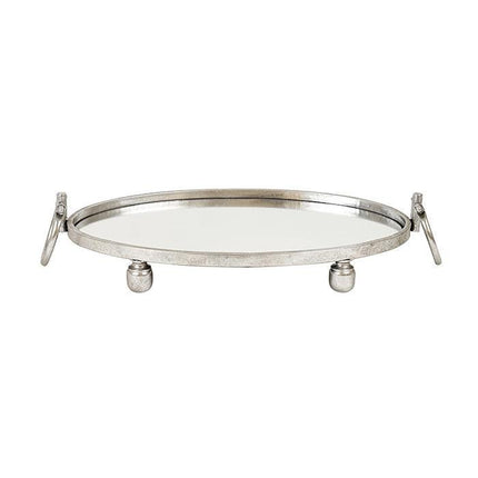 Eliza Mirror Tray with Handles - Oval - Silver.