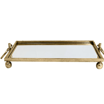 Eliza Mirror Tray with Handles - Medium - Gold.