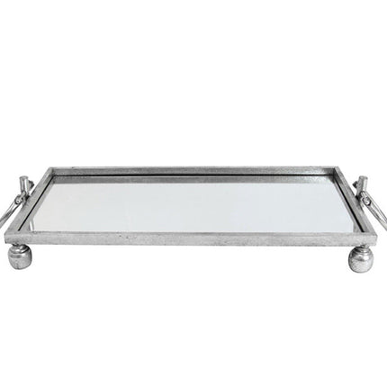 Eliza Mirror Tray with Handles - Medium - Silver.
