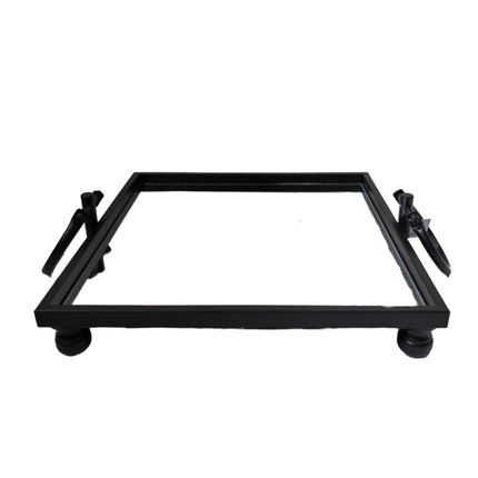 Eliza Mirror Tray with Handles - Square - Black.