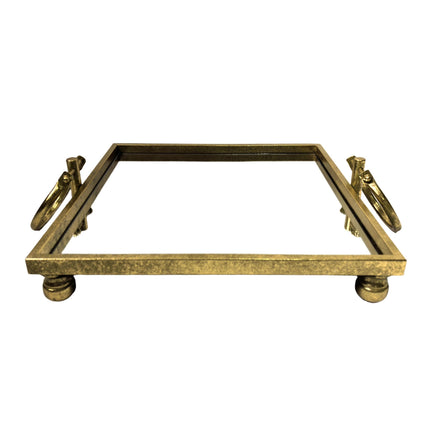 Eliza Mirror Tray with Handles - Square - Gold.