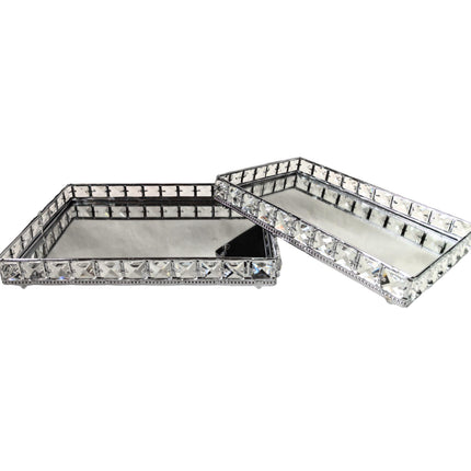 Katie Tray - Rectangle - Set of 2 - Silver.