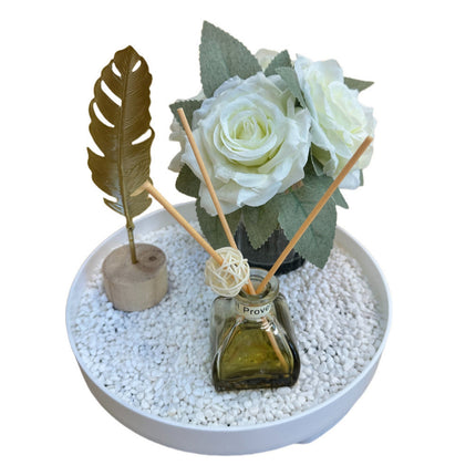 Bloom Flower Tray & Fragrance Diffuser Set - Black.