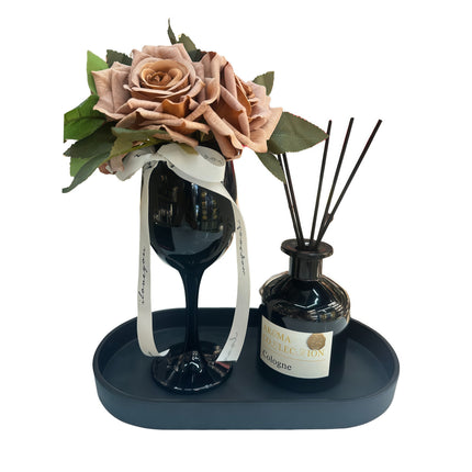 Flower Decor Tray & Fragrance Diffuser Sets -Black.