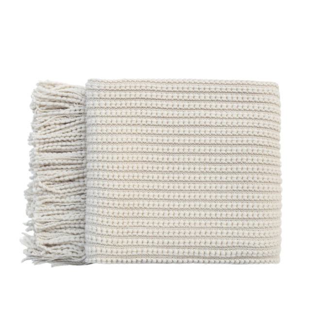 Levi Throw Rug Blanket - Cream.