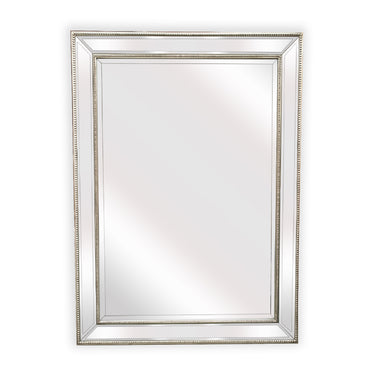 Silver Beaded Framed Mirror - Rectangle 80cm x 110cm.