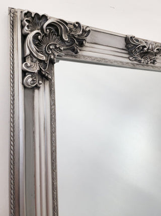 Deluxe French Provincial Ornate Mirror - Antique Silver - 90cm x 170cm.