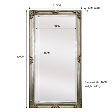 Deluxe French Provincial Ornate Mirror - Champagne - X large 210cm x 110cm.