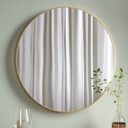 Metal Round Mirror 100cm - Gold.