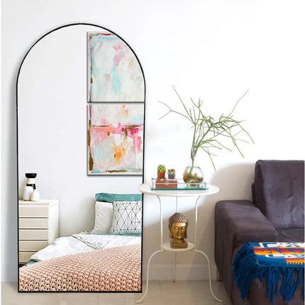 Metal Arch Mirror 80cm x 170cm - Black.