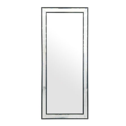 Medium Black Beaded Framed Mirror - 70cm x 170cm.