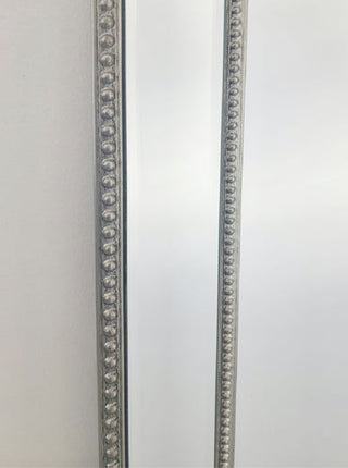 Silver Beaded Framed Mirror - Free Standing 50cm x 170cm.