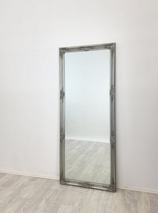 French Provincial Ornate Mirror - Antique Silver - Medium 70cm x 170cm.
