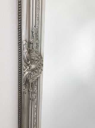 French Provincial Ornate Mirror - Antique Silver - Medium 70cm x 170cm.