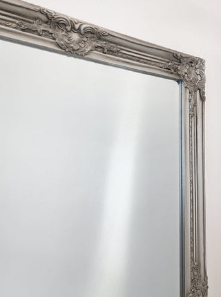 French Provincial Ornate Mirror - Antique Silver - Medium 70cm x 170cm.