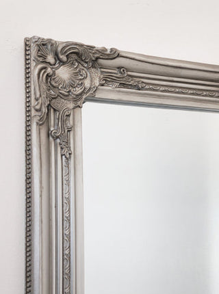French Provincial Ornate Mirror - Antique Silver - Medium 70cm x 170cm.