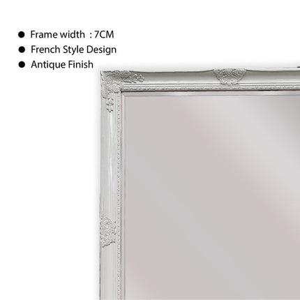French Provincial Ornate Mirror - White - Medium 70cm x 170cm.