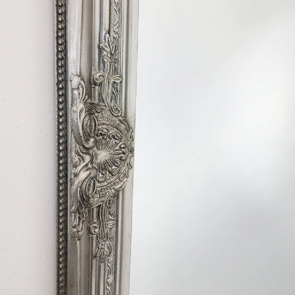 French Provincial Ornate Mirror - Antique Silver - Small 80cm x 110cm.