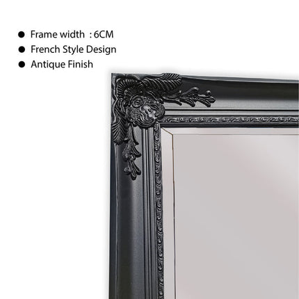 French Provincial Ornate Mirror - Black - Small  80cm x 110cm.