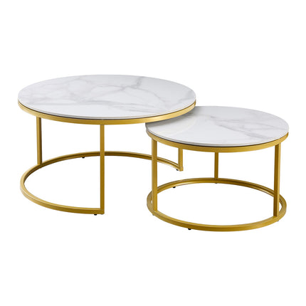 Nesting Style Coffee Table - White on Champagne Gold - 80cm/60cm.