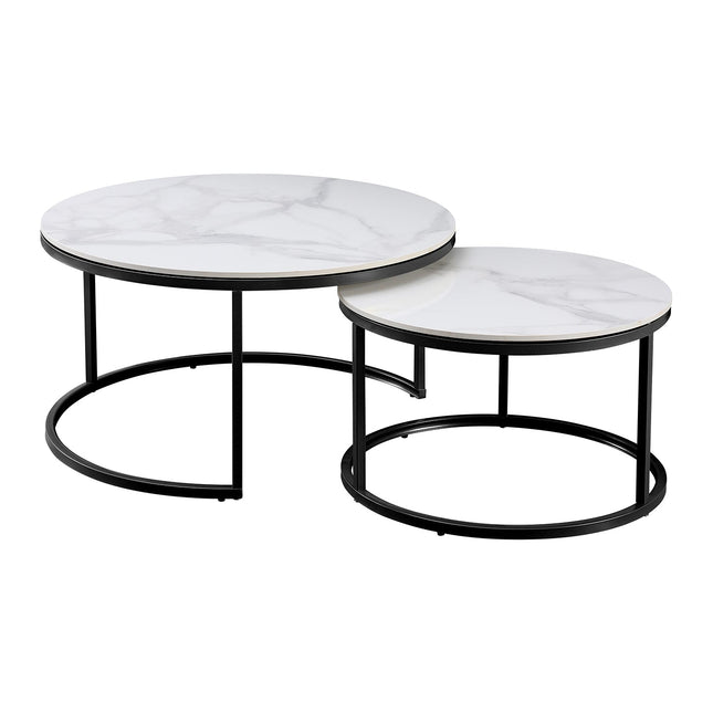 Nesting Style Coffee Table - White on Black - 80cm/60cm.