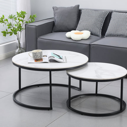 Nesting Style Coffee Table - White on Black - 80cm/60cm.