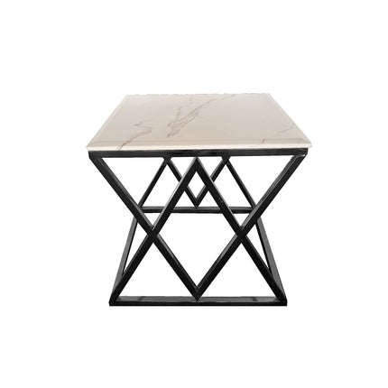 Alsea Side Table Black Base - White Marble.