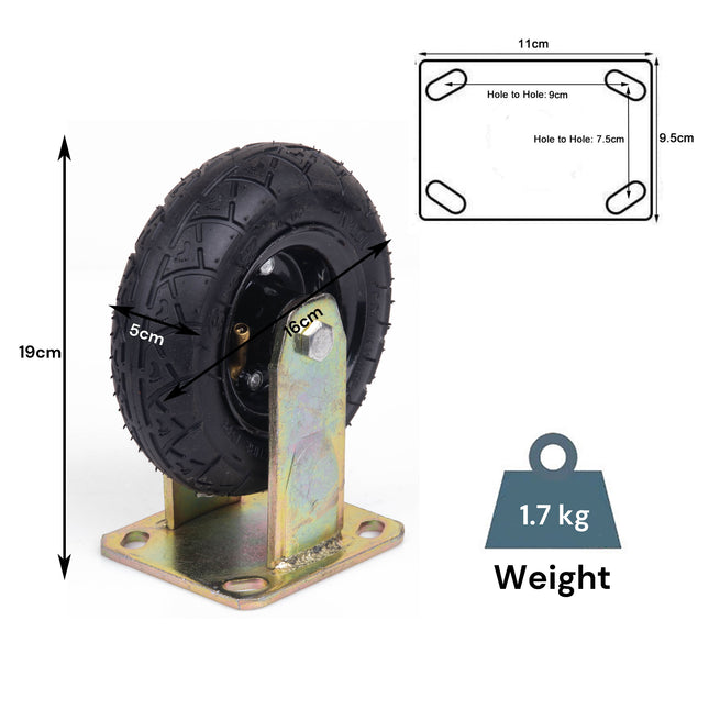 6 Inch Fixed Castor Caster Pneumatic Tyres Tyre  Wheel Trolley Cart Wheelbarrow.