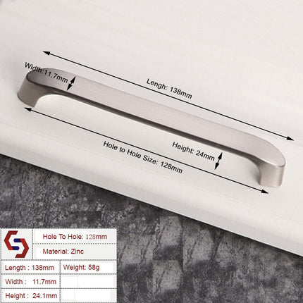 Brushed ZINC Kitchen Door Cabinet Drawer Handle Pulls 128MM.