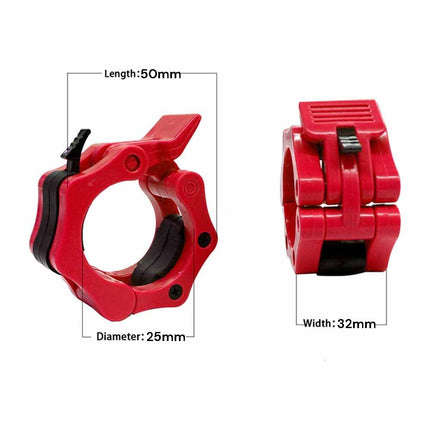 2Pcs 1in / 25mm Dumbbell Clamps Barbell Clamps Collars Clips Bar Plates Collar Clips Red.