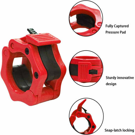 2Pcs 1in / 25mm Dumbbell Clamps Barbell Clamps Collars Clips Bar Plates Collar Clips Red.