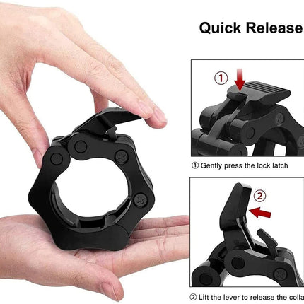 2Pcs 2in / 50mm Olympic Dumbbell Clamps Barbell Clamps Collars Clips Bar Plates Collar Clips Black.