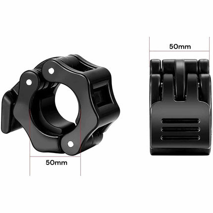 2Pcs 2in / 50mm Olympic Dumbbell Clamps Barbell Clamps Collars Clips Bar Plates Collar Clips Black.