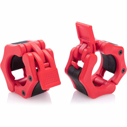 2Pcs 2in / 50mm Olympic Dumbbell Clamps Barbell Clamps Collars Clips Bar Plates Collar Clips Red.