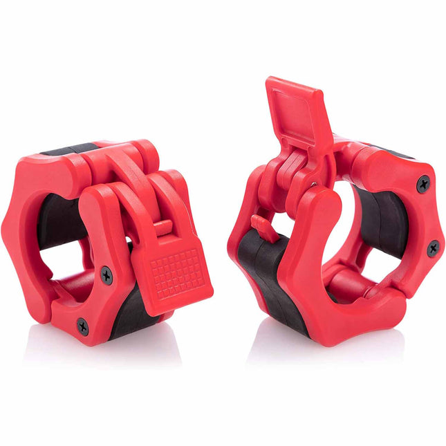 2Pcs 2in / 50mm Olympic Dumbbell Clamps Barbell Clamps Collars Clips Bar Plates Collar Clips Red.