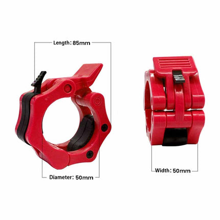 2Pcs 2in / 50mm Olympic Dumbbell Clamps Barbell Clamps Collars Clips Bar Plates Collar Clips Red.